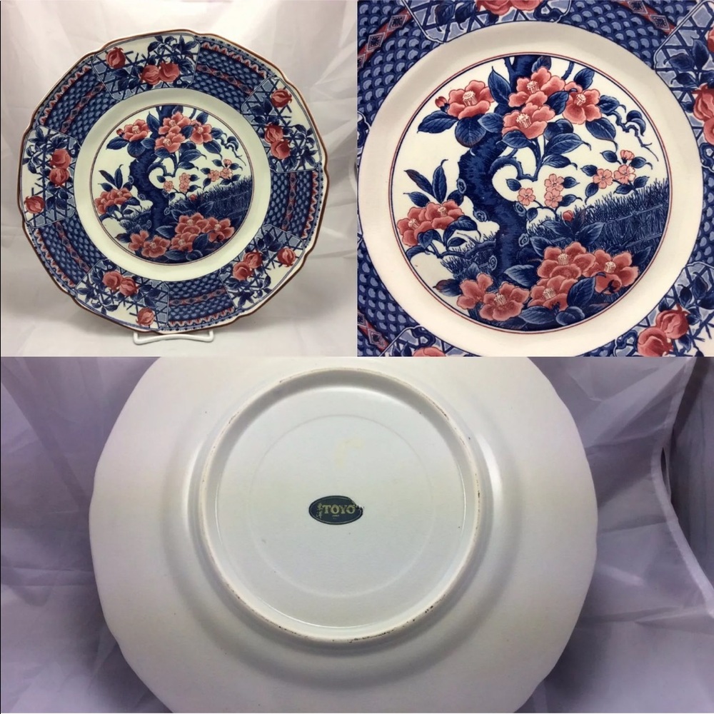 Toyo Floral Blue and Rose Scalloped Edge Plate
